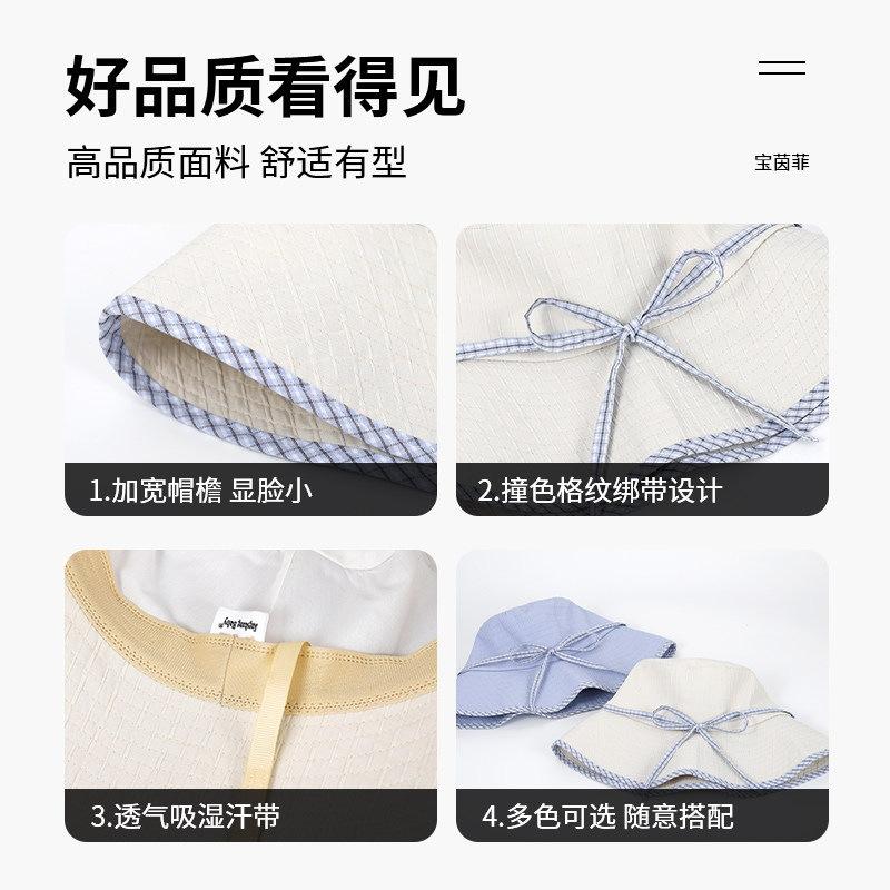 Small fresh solid color bow bucket hat spring and summer women's big eaves show face small sun hat sweet versatile basin hat