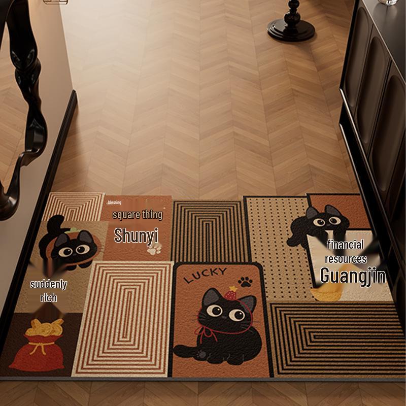 Мультяшный противоскользящий коврик для двери Mimi - Легко чистится, устойчив к грязи, обрезаемый коврик с шелковым петлевым ворсом для дома