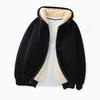 Men's Hooded Fleece Jacket Winter Thickened Zipper Closure Warm Hoodie Casual Zip-up Plain Sweatshirt Coat for Autumn Winter