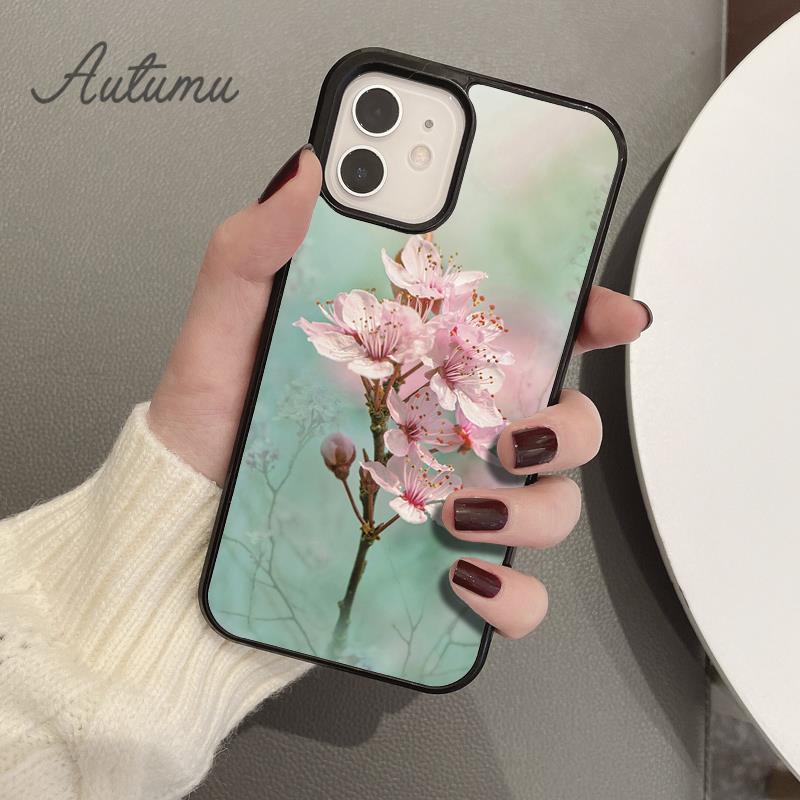 Чехол для телефона с цветком сливы для iPhone 11 12 13 14 Pro Max mini X XR XS SE 2020 6S 7 8 Plus Samsung Galaxy S21 S22 Крышка-накладка