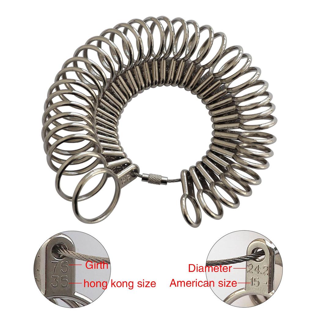 Metal Ring Sizer Measuring Tool Steel Finger Rings Size Measurement Ring Gauge Measure for Wedding Jewelry Sizing Tool