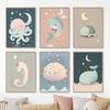 Whale Octopus Puffer Fish Sea Horse Nursery Nordic Posters And Prints Wall Art Canvas Painting Pictures For Baby Kids Room Decor