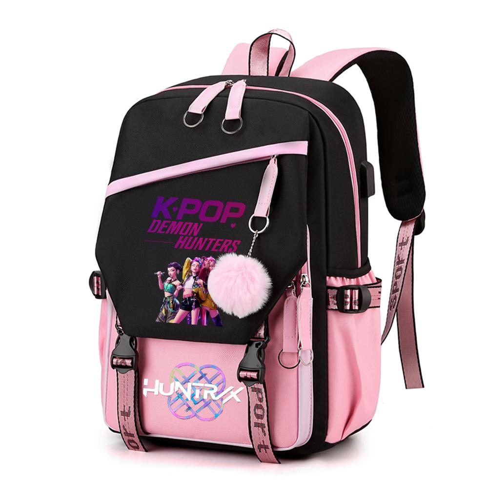 Милый Kpop Рюкзак с принтом Охотников на демонов Большой вместимости для подростка, студента, девочки, мальчика, школьный портфель, сумка для книг, детский подарок, женская водонепроницаемая дорожная сумка, Mochila