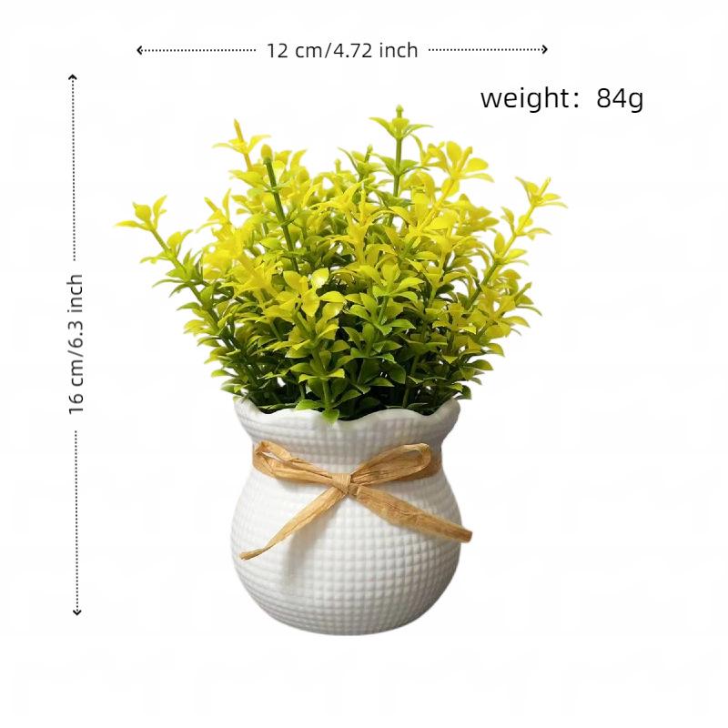 Artificial Green Plant Bonsai with Pot for Living Room Decoration - Simulation Potted Flowers and Ornaments
