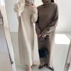 Thick Winter Women'S Dress Long Sleeve Knitted Dresses Maxi Vintage Oversize Dresses