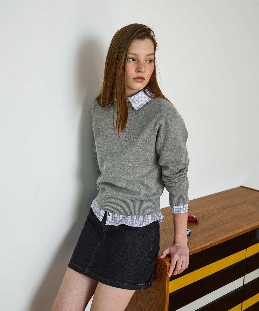 COVERNAT WOMAN Cooper Logo Knit Melange Grey