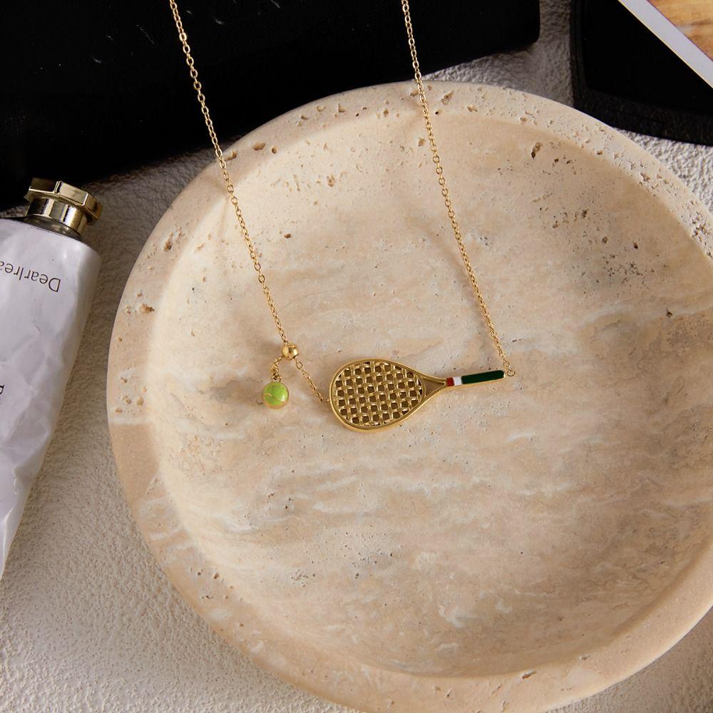 Stainless Steel Tennis Racket Bracelet Metal Chain Gold Clavicle Chain  Gifts