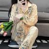 Повседневный принт с цветочным принтом брючные костюмы пижамы новые бархатные женские 2 шт пижамный комплект домашняя одежда осень-зима велюровая домашняя одежда нижнее белье