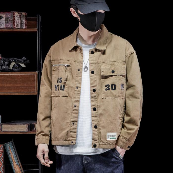 Мужская рабочая одежда рубашки с длинным рукавом хлопковые повседневные свободные красивые универсальные мужские карго стираные большие карманы тканые рубашки куртки