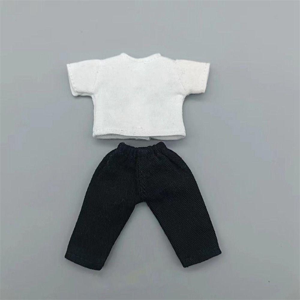 Fashion Doll Clothes T-shirt Mini Denim Trousers for 1/11 OB11/Obitsu11Dolls/1/12Bjd Doll