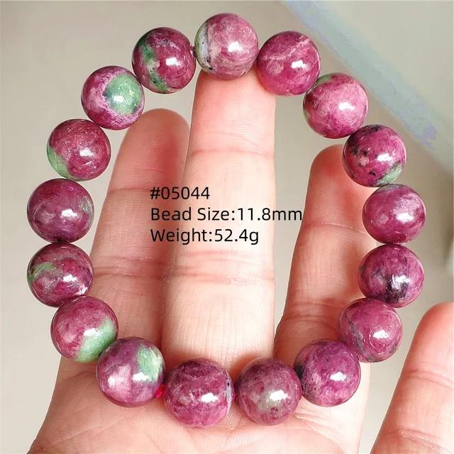 Natural Ruby Round Beads Tungsten Classic Strand Bracelet Jewelry Rare Red Watermelon Ruby Zoisite Unisex Party AAAAAAA