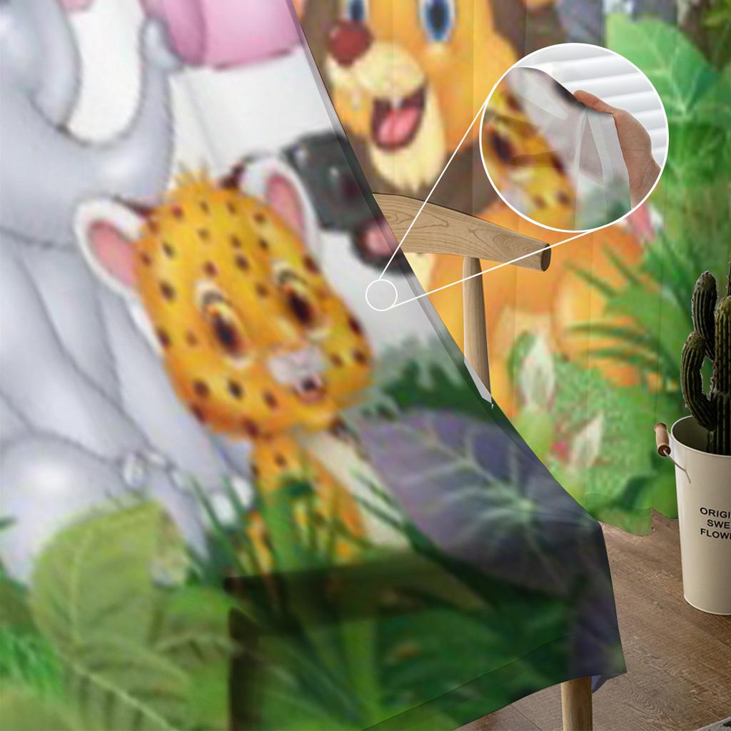 Мультяшные дикие животные в джунглях Прозрачные шторы для гостиной Прозрачная тюлевая оконная занавеска Спальня Кухня Вуаль Драпировки