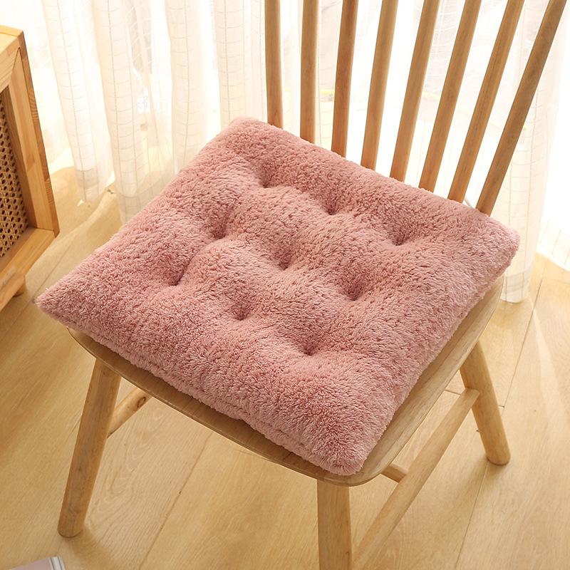 Plush Cushion Home Dining Chair Cushion Thickened Warm Office Plain Dormitory Chair Cushion