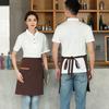 Half Apron with Pockets Waterproof Apron Stain-Resistant for Server Chef Cloth Solid Color Kitchen