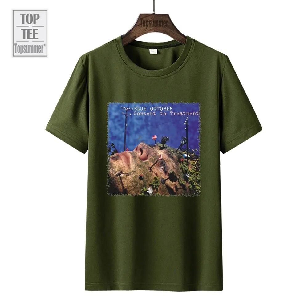 Футболка «Согласие на лечение» с альбомом, синяя футболка «Октябрьский тур», женская уличная модная хлопковая футболка, топы унисекс, большие размеры