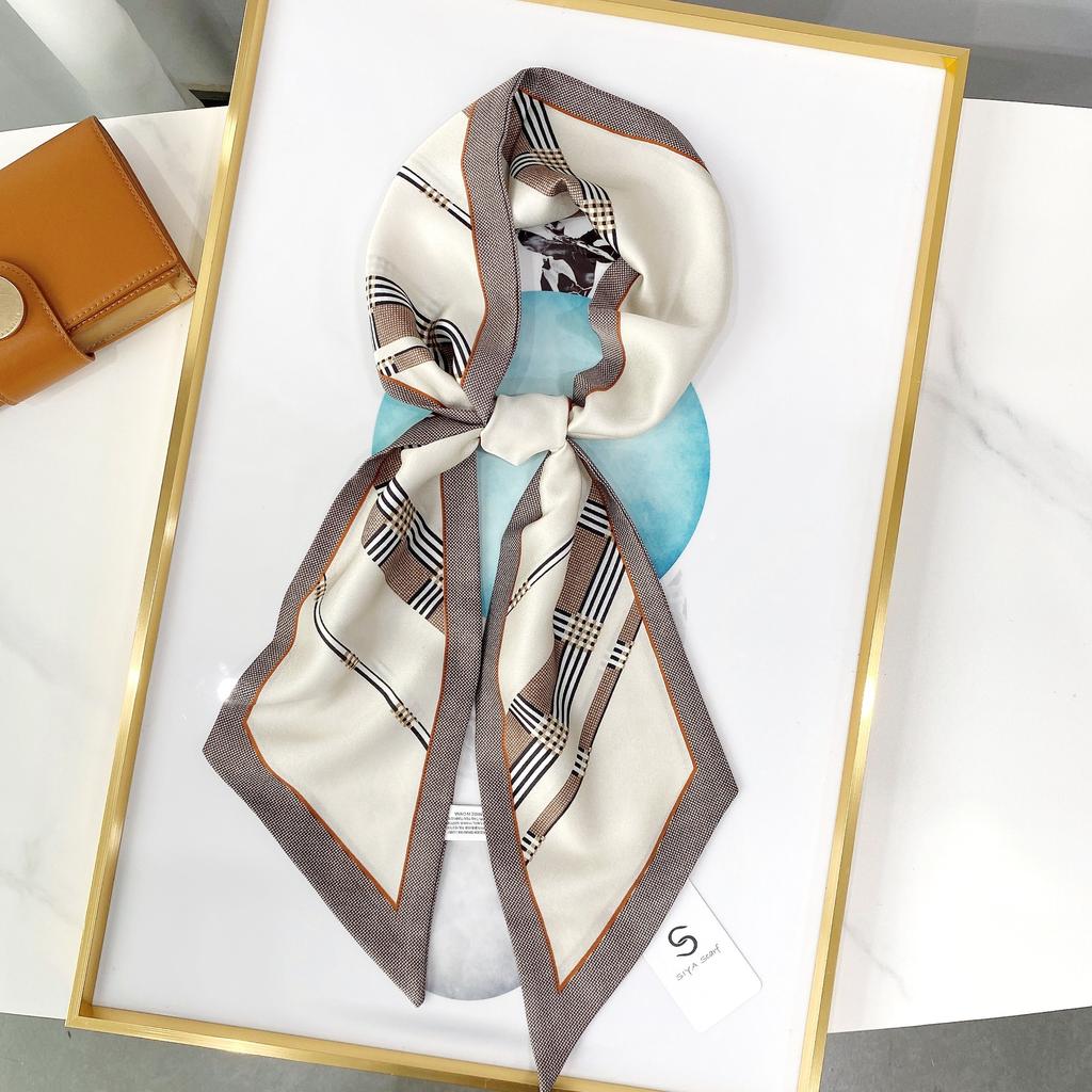 New Simulation Silk Long Scarf Fashionable Versatile Suit Double-Layer Scarf Decorative Bag Wrapped With Professional Scarf For Women