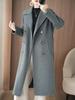2025 A/W Women's Slimming Double-Faced Cashmere Coat - Korean Style Double-Breasted Wool Overcoat with Suit Collar