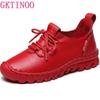 Модная женская обувь ручной работы из натуральной кожи, модные повседневные кроссовки, ретро балетки, женские лоферы на шнуровке, дышащая вулканизированная обувь, красная, 42
