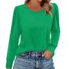 Women's Fashion Casual Long Sleeve Solid Color Shirt Women's Round Neck Tops