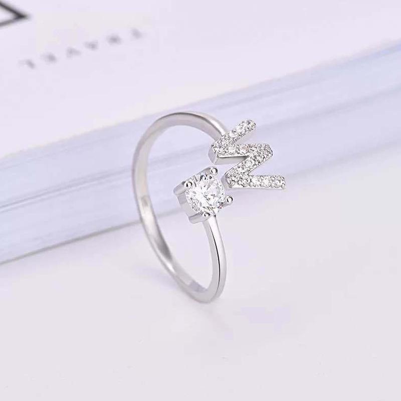 Женское регулируемое повседневное кольцо с буквой AZ, инициалом имени, модное, со стразами, для пары, элегантное, новое, складывающееся кольцо