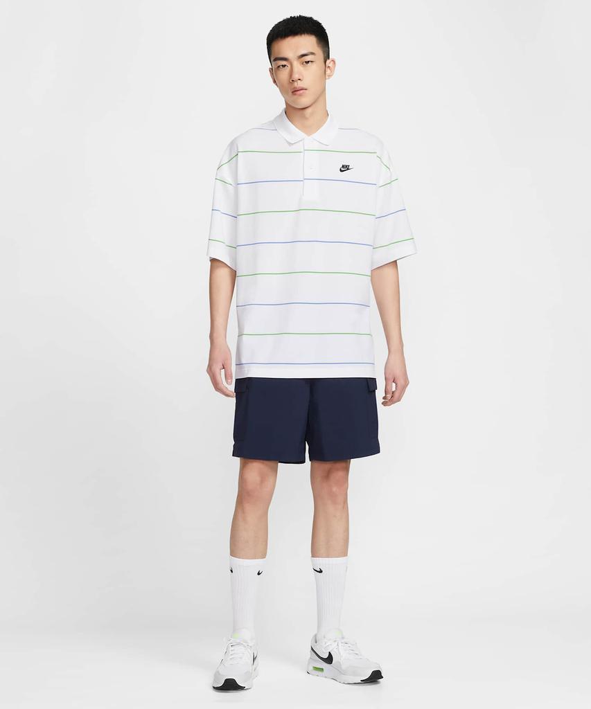 Nike Спортивный клубный оверсайз поло в полоску M - Белый:Черный / If0737-100