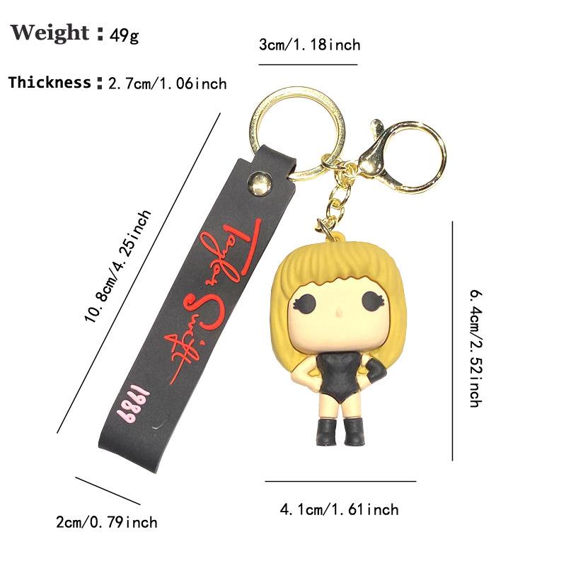 Creative Singer Taylor Swift Keychain Pendant Trendy Cool Female Singer Key Chain Doll Machine Gift