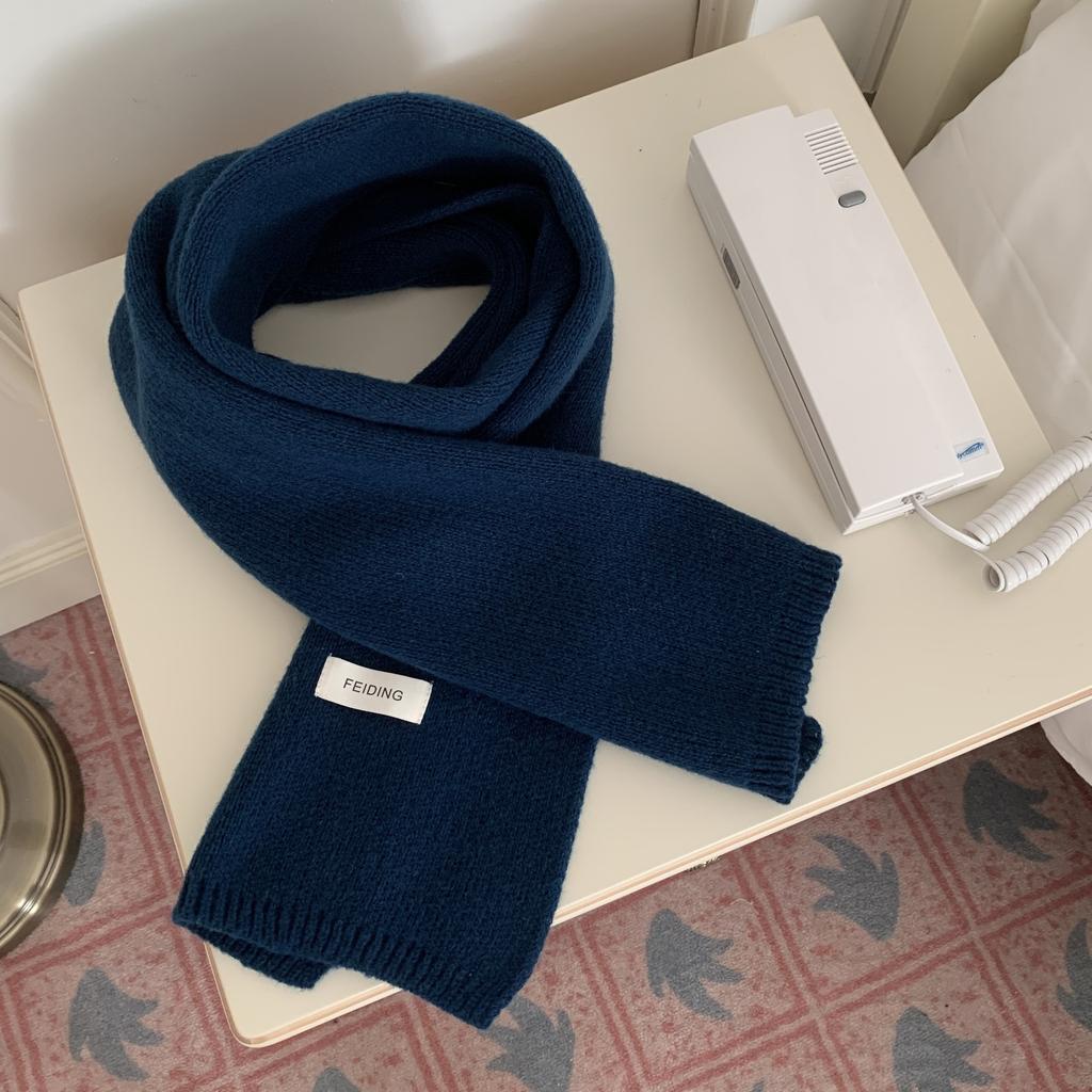 New Solid Color Flat Scarf for Winter Women's Knitted Wool Soft and Waxy Warm Scarf Korean Style Couple Versatile Fashion