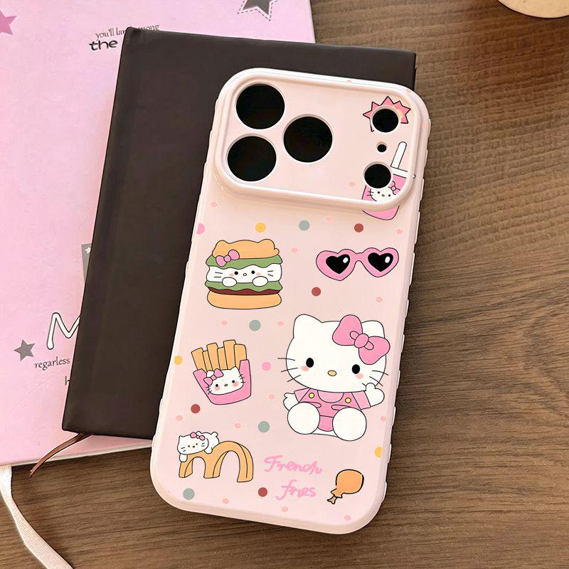 Чехол для телефона Hello Kitty с краем в форме сердца для Apple, совместимый с 13, 15, 16 Pro и 17 Pro Max