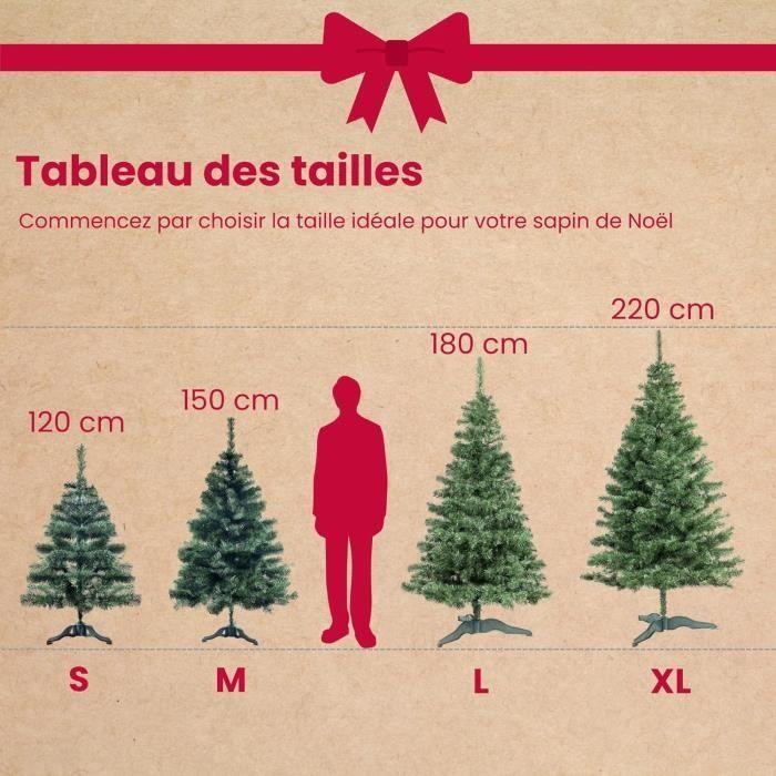 Sapin de Noël Artificiel - CREHOM - 220 cm - Vert Foncé - Support Stable - Intérieur