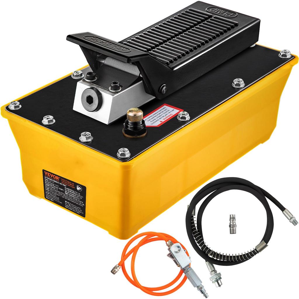 VEVOR Air Hydraulic Pump, 10,000 PSI Hydraulic Foot Pump, 1.89 L Reservoir Foot Operated Air/Hydraulic Pump