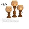 Small Pumpkin Candle Holders Rustic White Tealight Holder Set, Farmhouse Halloween Tea Light Decorative Fall Accents for Coffee Bar Decor, Tables
