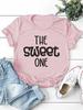 Женская футболка с принтом в виде буквы THE SWEET ONE и коротким рукавом с круглым вырезом, свободная женская футболка, женские футболки, топы, женские рубашки