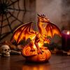 Ручная работа, трехмерные фигурки, тыква на Хэллоуин, ночник, светодиодная настольная лампа-дракон из смолы, коллекционные фигурки ведьм для любителей, шляпа, черный кот