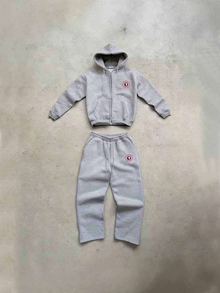 Unisex Plus Velvet Hoodie & Wide-Leg Pants Two-Piece Sports Set