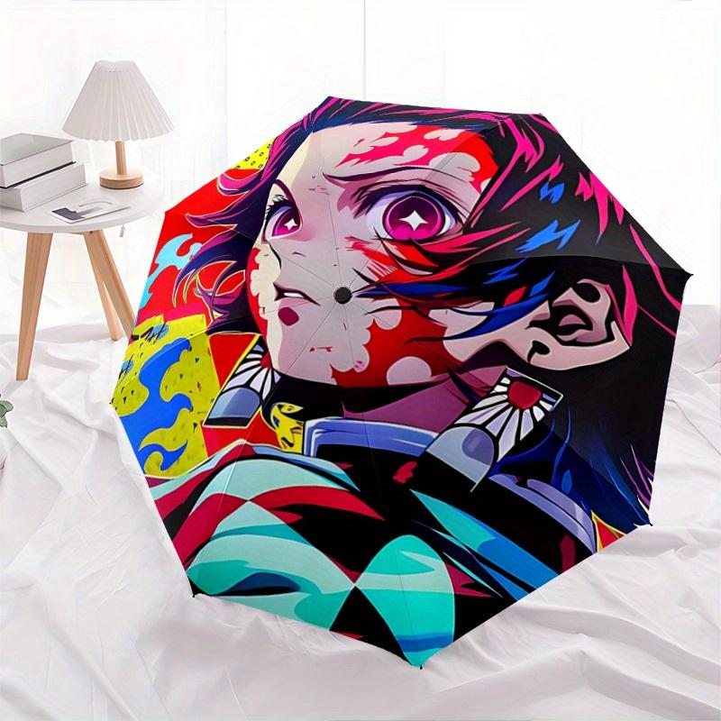 1pc Vibrant Anime Character Automatic Umbrella Design, Cute Cartoon Pattern, Portable Outdoor Umbrella, Perfect Y097