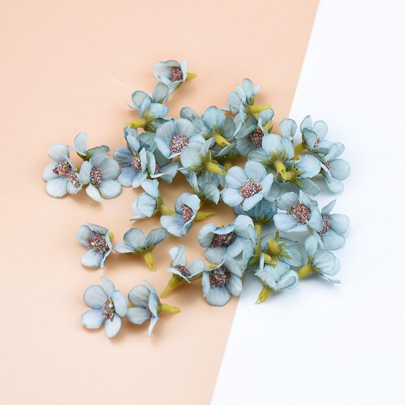 50PCS 2CM Multicolor Daisy Head Mini Silk Artificial Flowers Wall for Crown Scrap Wedding Home Decor DIY Garland Headdress