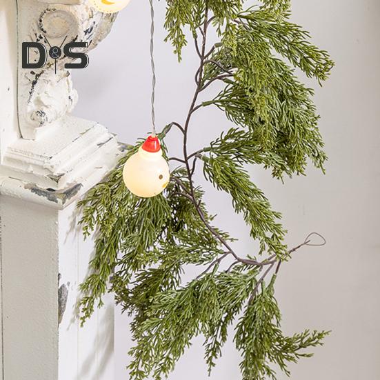 Рождественская гирлянда из искусственной зелени, гирлянда из лозы, зимнее украшение из искусственной сосновой лозы для каминной полки, лестницы, стола, декор