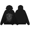 Sp5der Letter Print Hooded Sweatshirt Unisex Oversized Cotton Pullover Fall Casual Wear