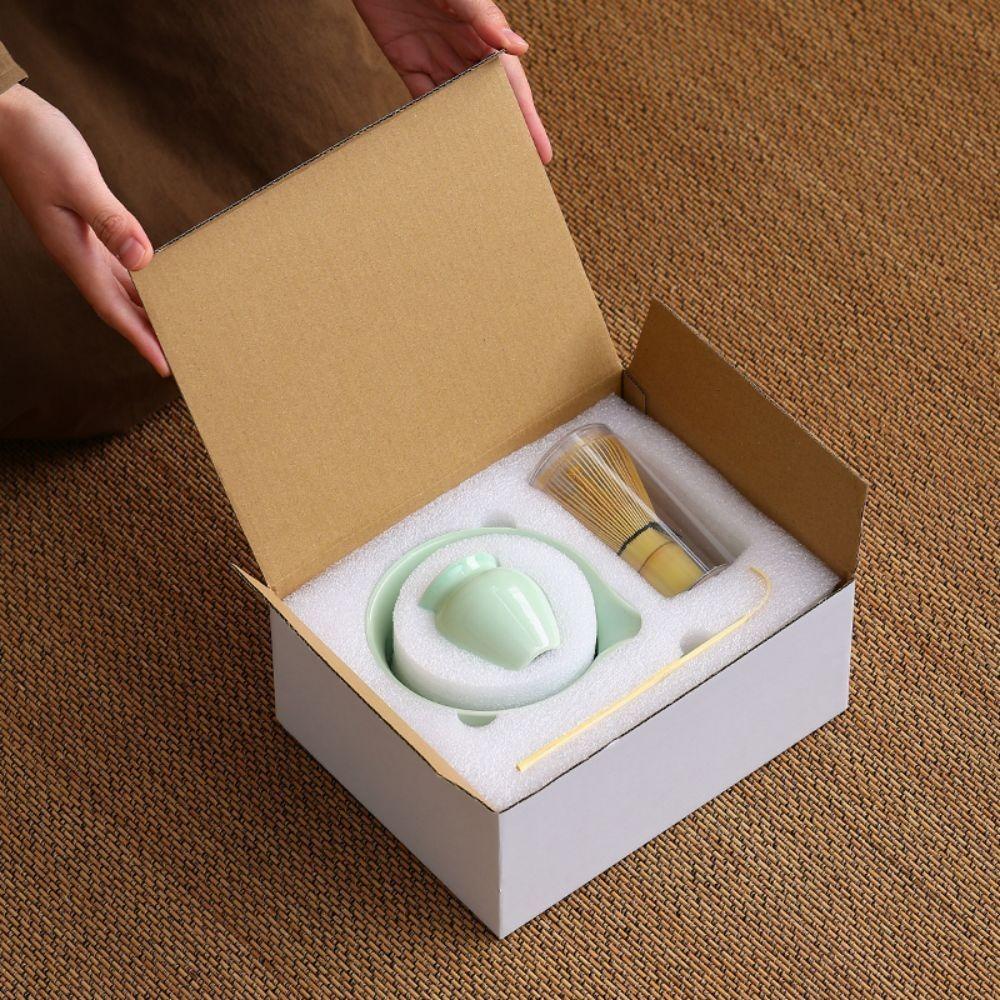 4pcs/set NEW High-end Japanese Ceramic Matcha Gift Box Matcha Tea Set With Whisk And Bowl Sumptuous Grinder Brush Tea Tools Hold