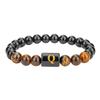 11 English alphabet tiger's eye stone bracelet ins design sense natural stone elastic beaded bracelet