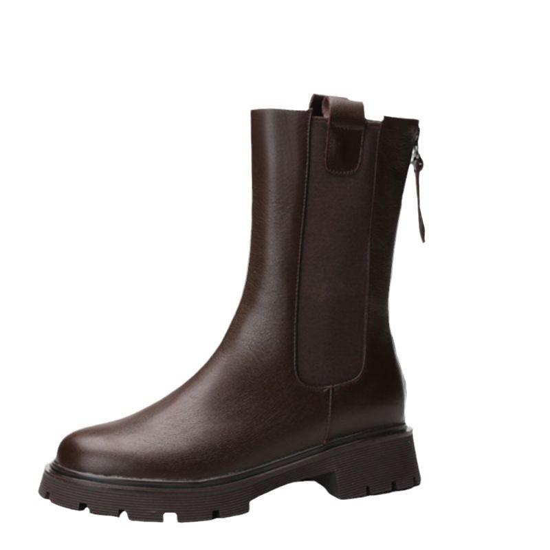 Elegant Women's Round Toe Chelsea Boots With Waterproof Platform For Stylish Comfort