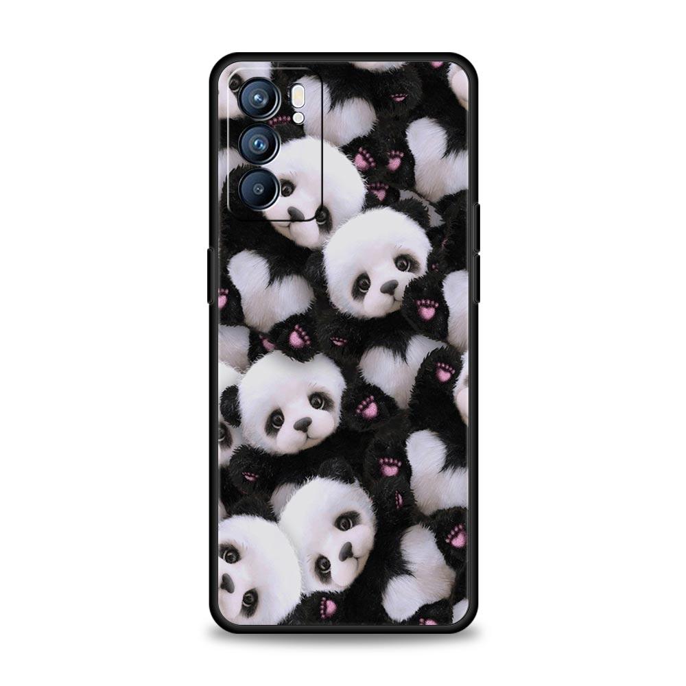 Чехол для телефона с пандами для Oppo Reno 13 12 11 10 7 F Find X5 X6 A98 A80 A79 A78 A57 A54 A31 A17 Pro 5G Мягкий ТПУ Чехол Fundas Сумки