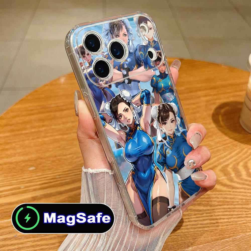 Чехол для телефона Street Fighter Chunli для iPhone 17 16 15 14 13 12 11 Air Pro Max Plus Mini Magsafe Прозрачный Цветной Чехол Красивый Чехол