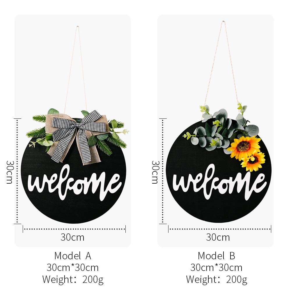 Black Welcome Board Wreath With Beautiful Ribbon Bow And Vibrant Design Sunflower