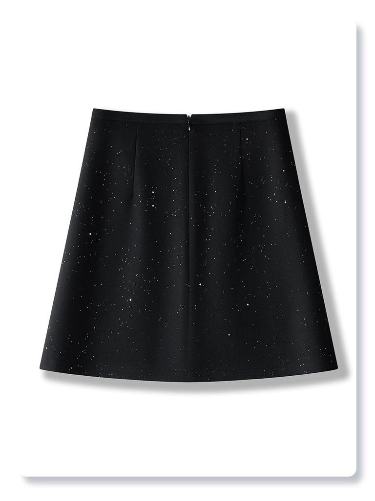 Gray Sequin A-line Midi Skirt: Spring 2025 Women's Petite Bodycon Design