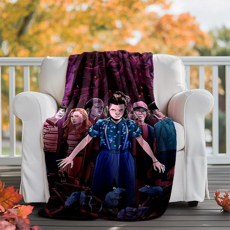 Stranger Things Flannel Blanket Soft Warm All-Season Throw, Design for Camping, Car Travel, Hiking Sofa, Bed, Office Perfect Gift for Parties