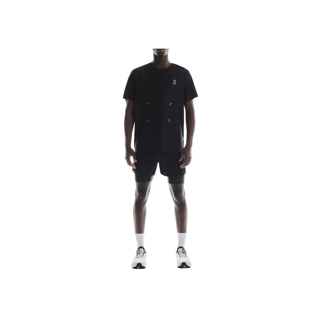 On Pace Simple Comfortable Running Lace-Up Three-Quarter Casual Shorts Men Shorts Black 1MF10810553