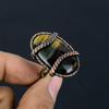 Медная проволока драгоценной камня тигрового глаза обернула ювелирные изделия ручной работы все кольцо размера для подарка