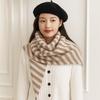 Plush Striped Scarf Korean Style Cape Wraps Fashion Knitted Triangle Scarf  Women/Men