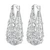 925 Sterling Silver Decorative Vine Hollow Pattern Hoop Earrings Waterdrop Shape Ear Buckles for Women Luxury Jewelry